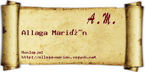 Allaga Marián névjegykártya